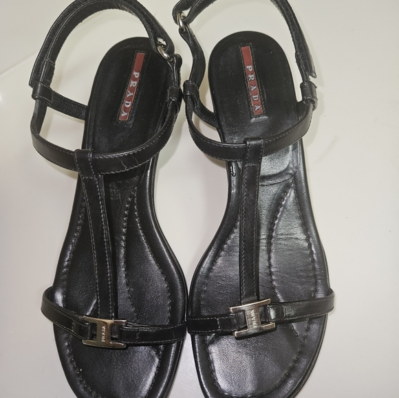 Vintage PRADA open toe slingback kitten heels sandals Size 39.5 / US 8.5 - Picture 10 of 15
